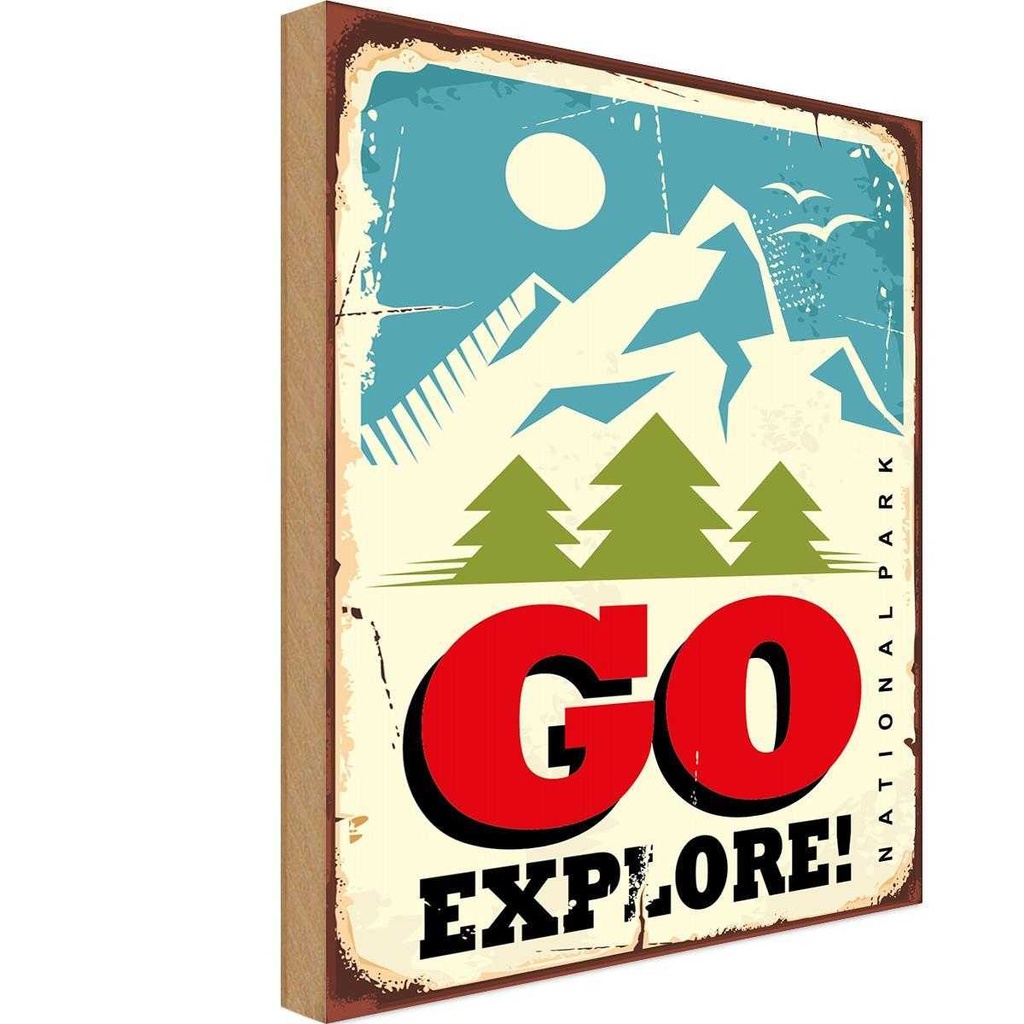 Holzschild 30x20 cm National Park go explore Outdoor Camping