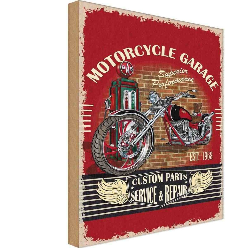 Holzschild 30x20 cm Motorrad Motorcycle Garage Service Auto Werkstatt