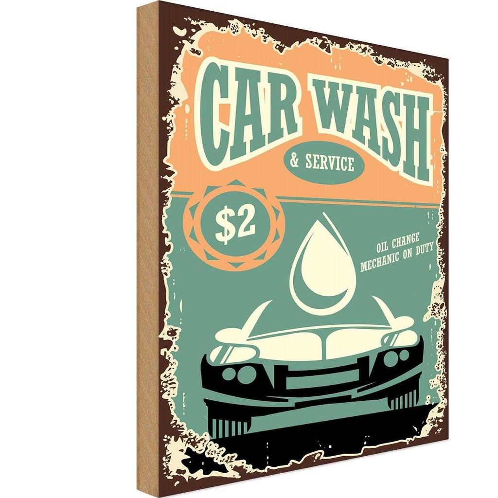 Holzschild 30x20 cm Car Wash Service mechanic on duty Warnschild Hinweisschild