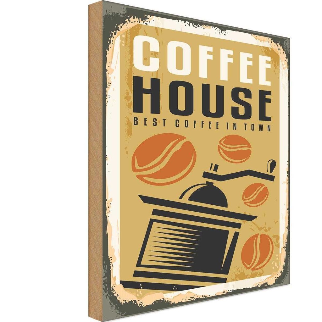 Holzschild 30x20 cm Kaffee Coffee House best in town Essen Trinken