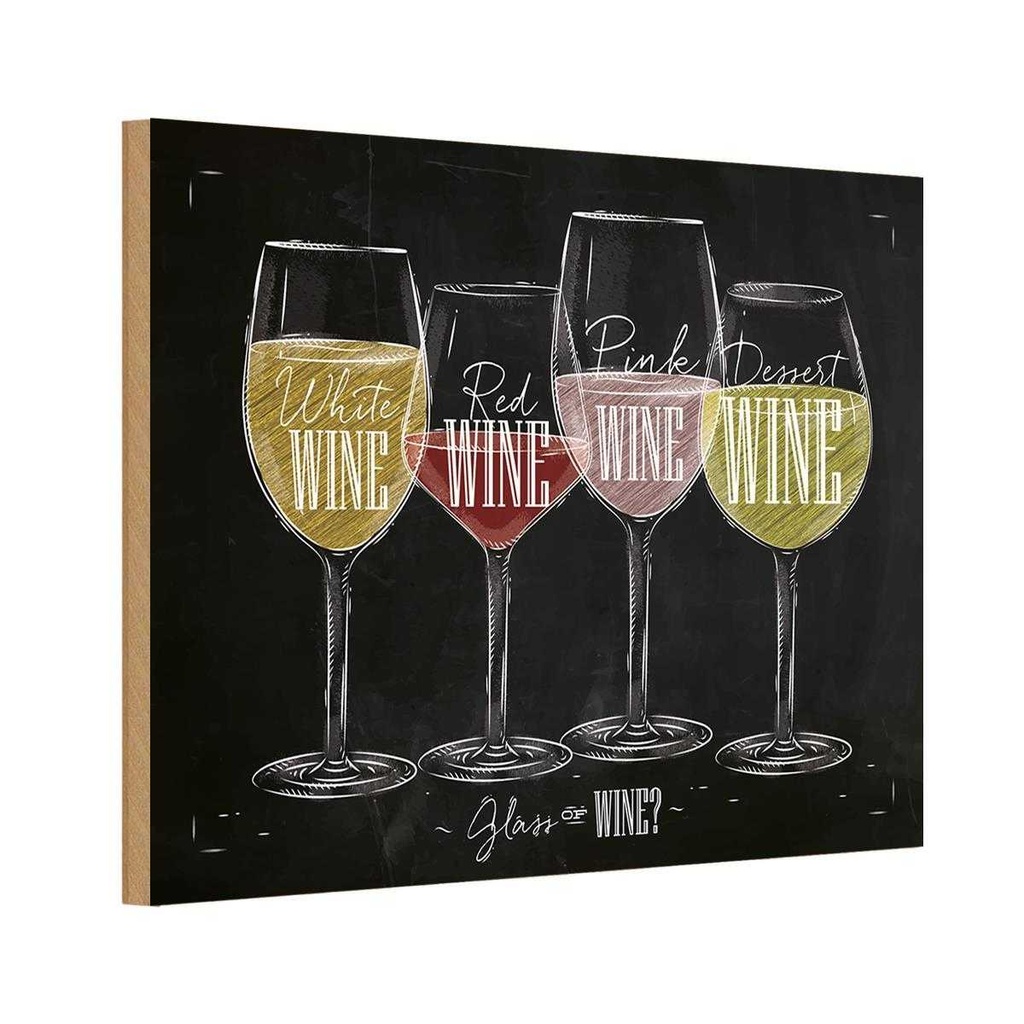 Holzschild 20x30 cm Wein Glass of wine? red white Alkohol Essen Trinken