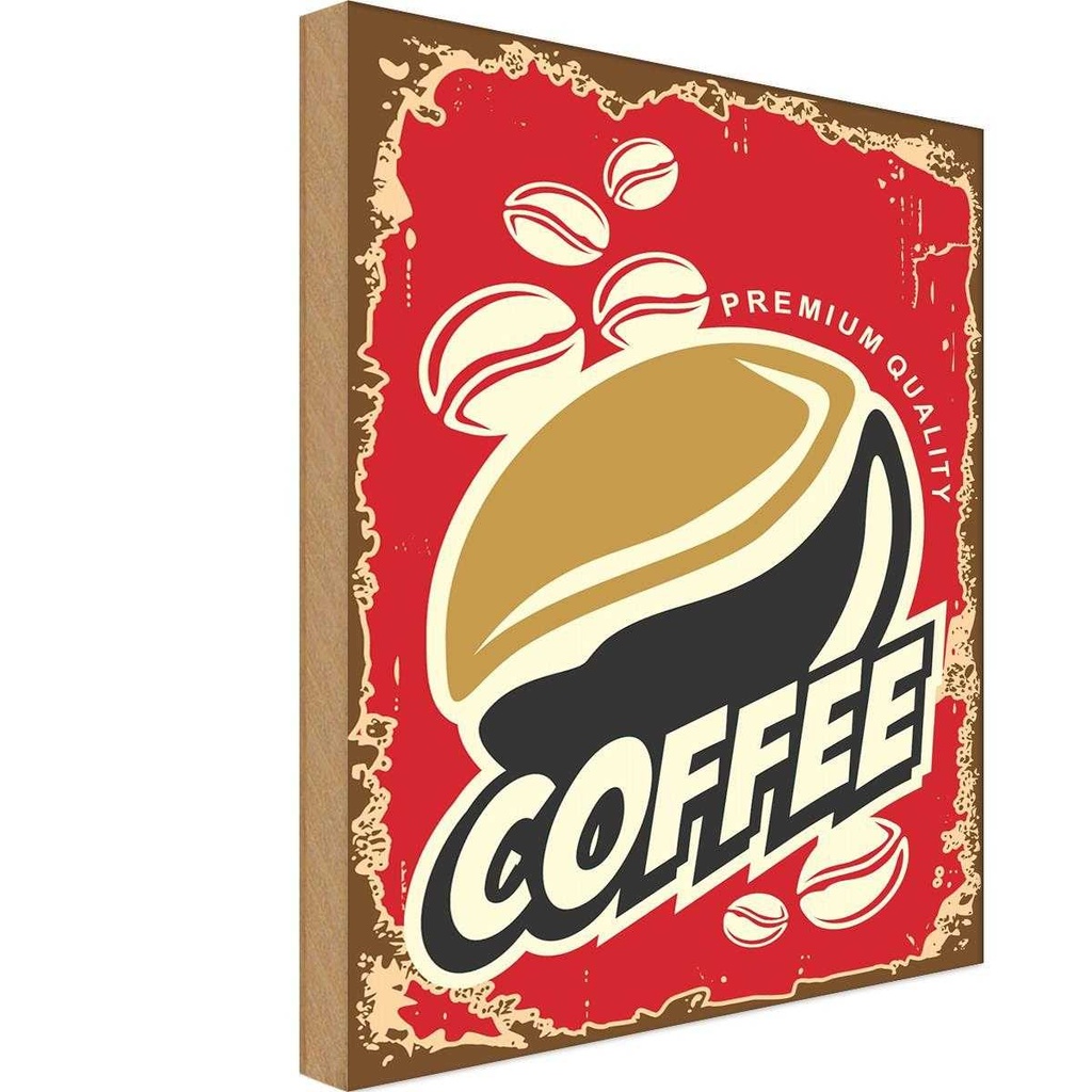 Holzschild 30x20 cm Kaffee Premium Quality Coffee Essen Trinken