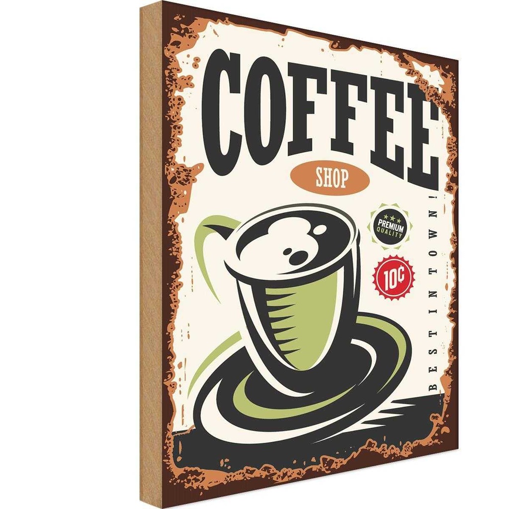 Holzschild 30x20 cm Kaffee Coffee Shop premium Essen Trinken