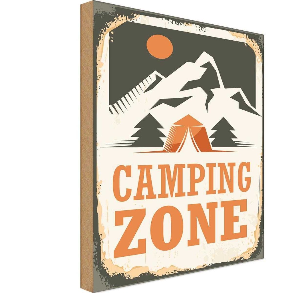 Holzschild 30x20 cm Camping Zone Outdoor