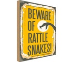 Holzschild 30x20 cm Schlange beware of rattle snakes Spruch Zitat