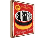 Holzschild 30x20 cm burgers best in town Fast food Essen Trinken