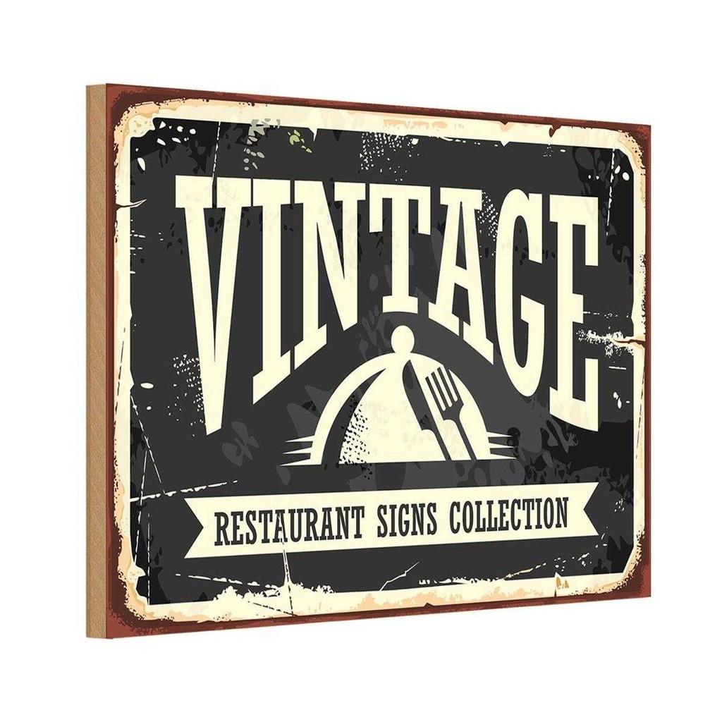 Holzschild 20x30 cm Vintage Restaurant Essen Trinken