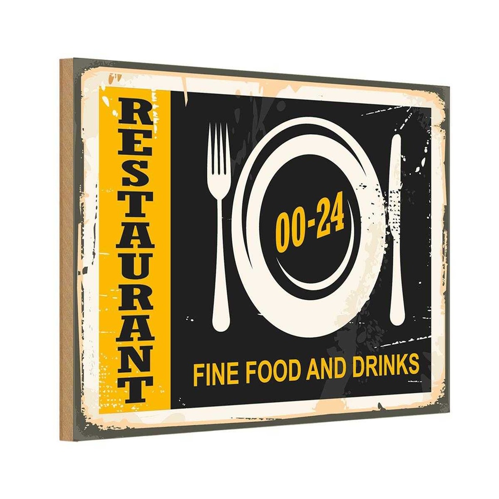 Holzschild 20x30 cm Restaurant Essen Fine Food Drinks Trinken