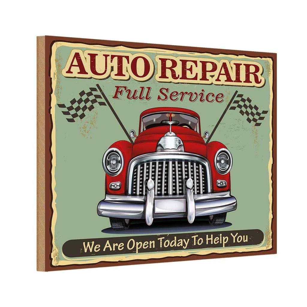 Holzschild 20x30 cm Auto repair full Service Garage Werkstatt