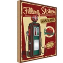 Holzschild 30x20 cm Gasoline filling station gas 24/7 Warnschild Hinweisschild
