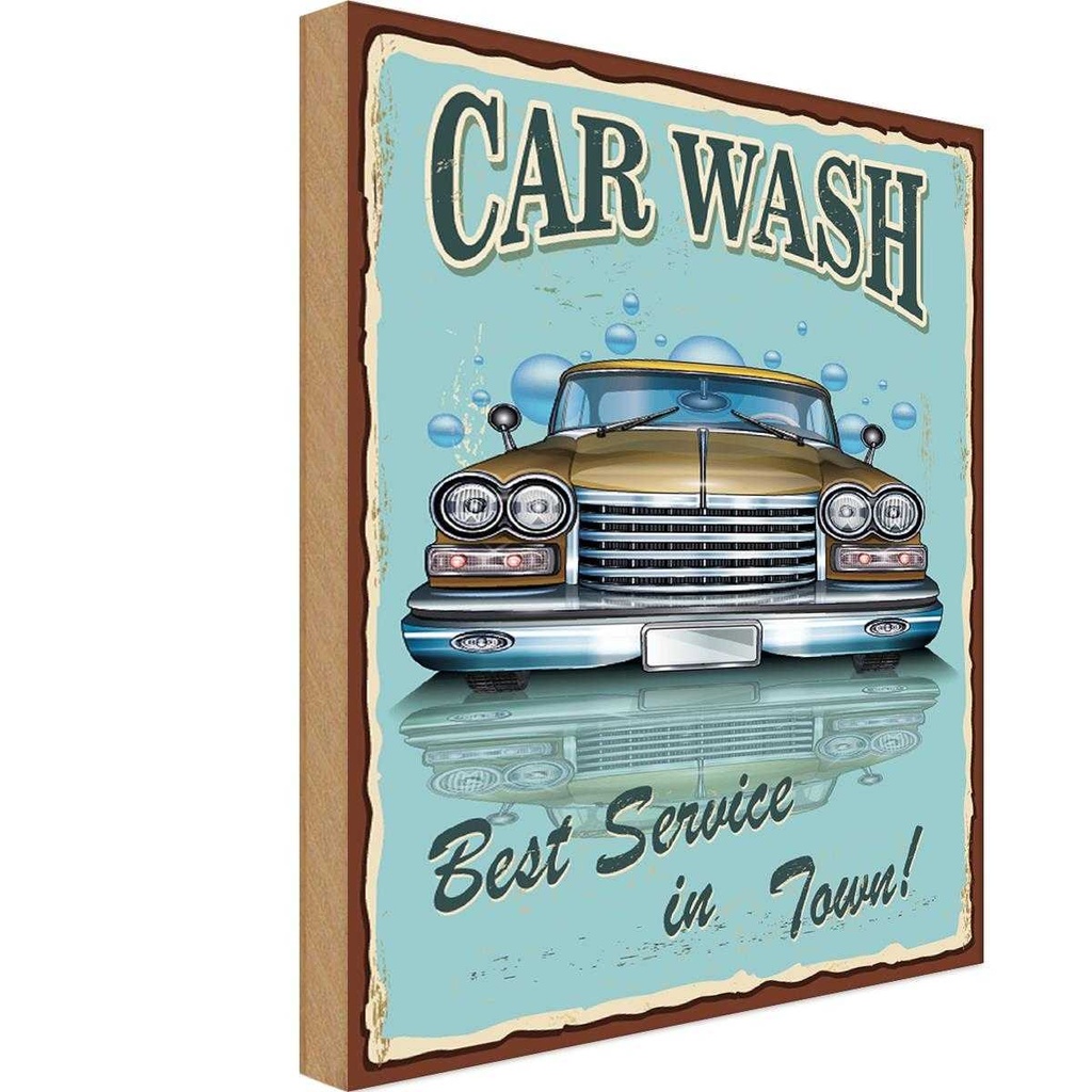 Holzschild 30x20 cm Car Wash best service in town Warnschild Hinweisschild