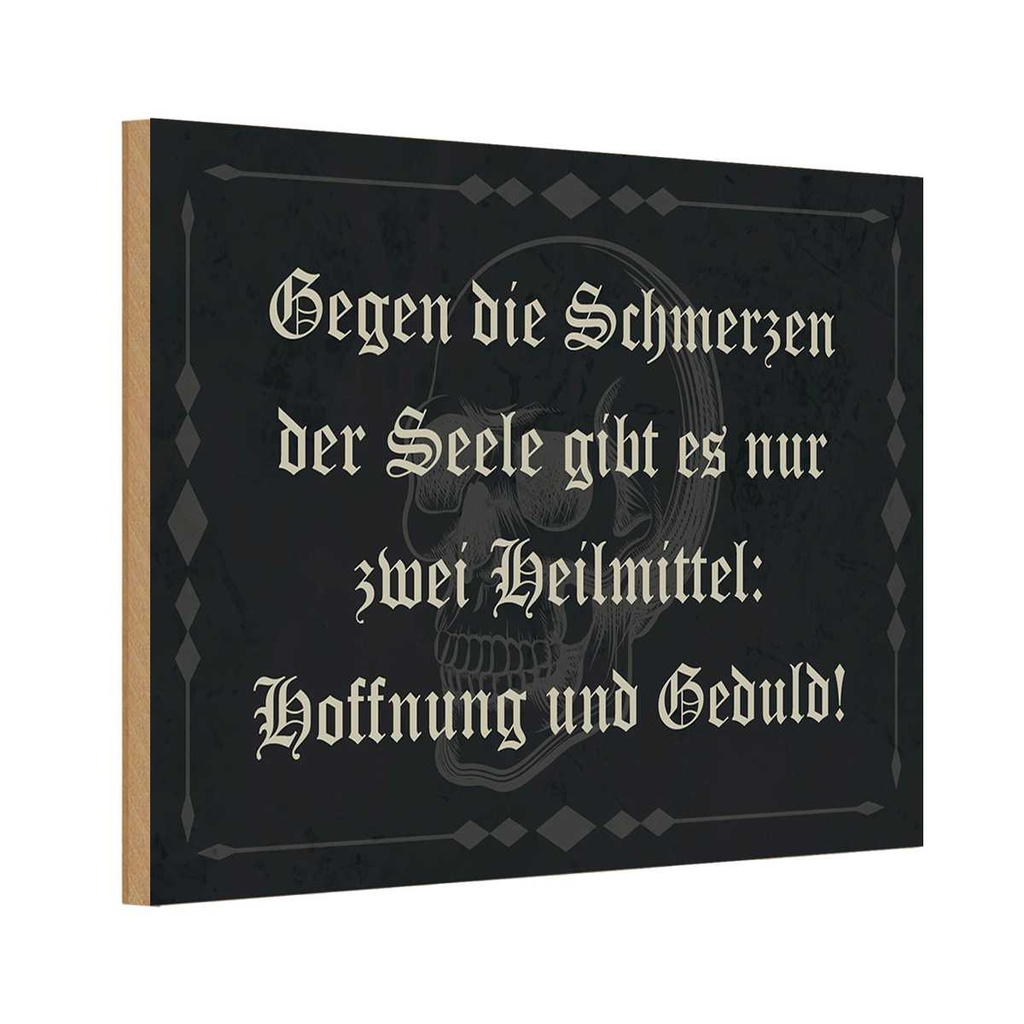 Holzschild 20x30 cm Schmerzen Seele zwei Heilmittel Spruch Zitat