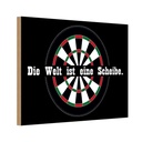 Holzschild 20x30 cm Dart die Welt ist eine Scheibe Sport Hobby