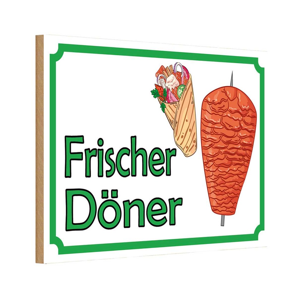 Holzschild 20x30 cm frischer Döner Restaurant Essen Trinken
