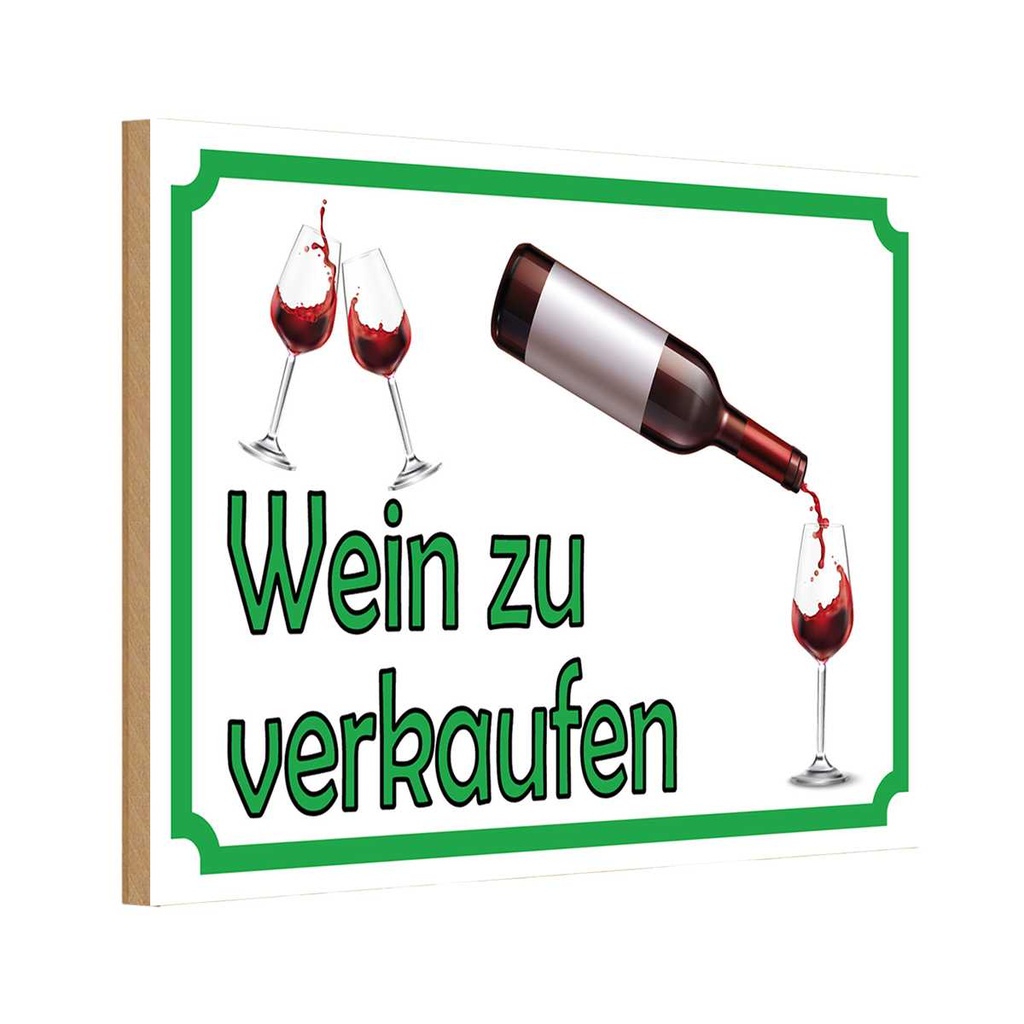 Holzschild 20x30 cm Wein zu verkaufen Alkohol Essen Trinken