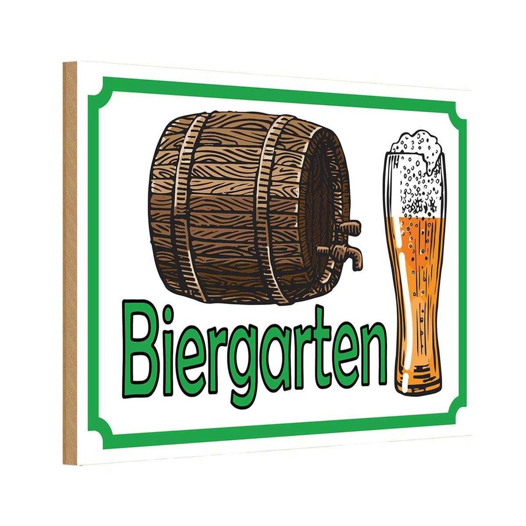 Holzschild 20x30 cm Biergarten Bier Brauerei Essen Trinken