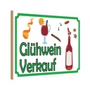 Holzschild 20x30 cm Glühwein Verkauf Essen Trinken