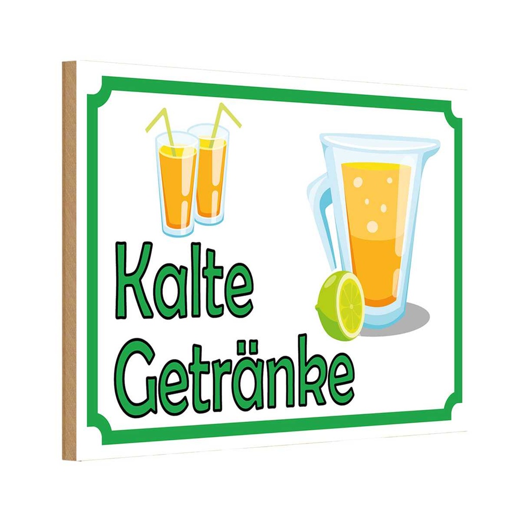 Holzschild 20x30 cm kalte Getränke Verkauf Essen Trinken