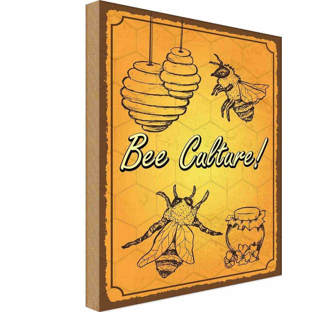 Holzschild 30x20 cm Bee culture Biene Honig Imkerei