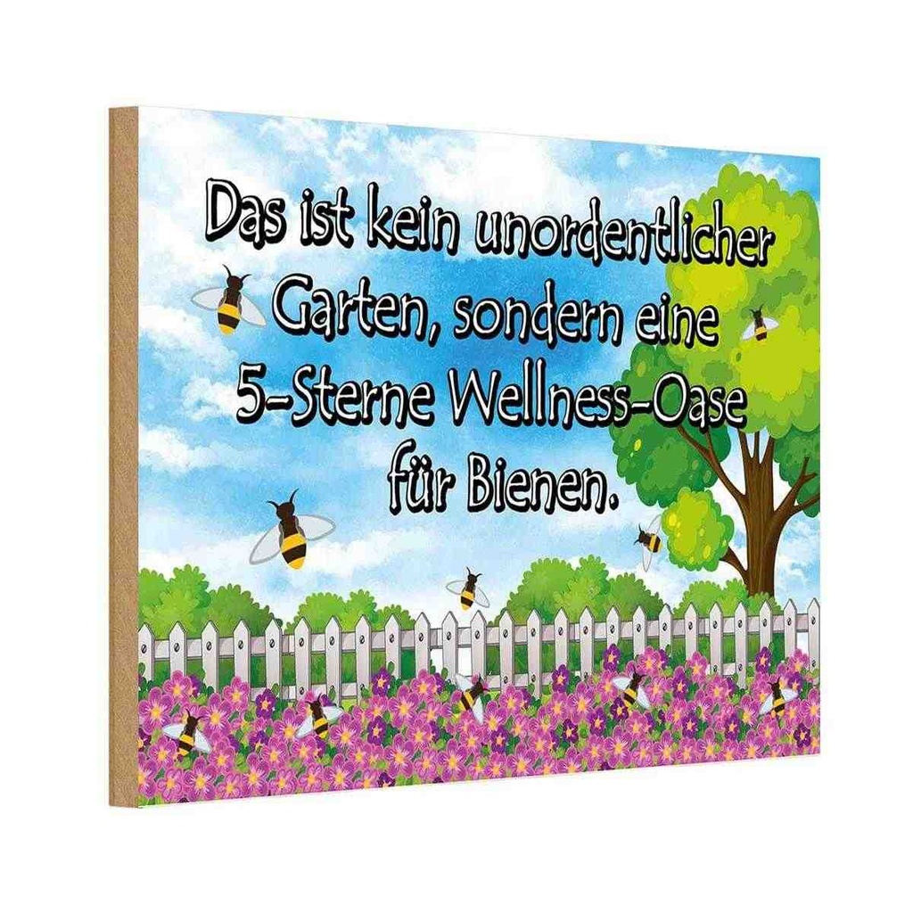 Holzschild 20x30 cm kein Garten 5 Sterne Oase Geschenk