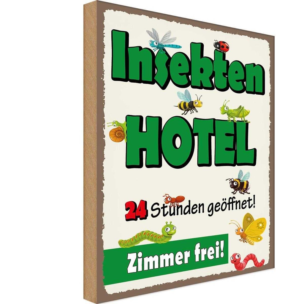 Holzschild 30x20 cm Insektenhotel Zimmer frei Warnschild Hinweisschild