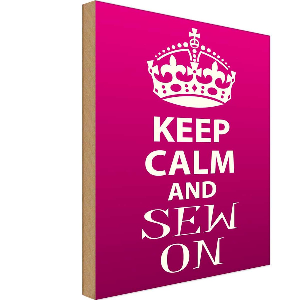 Holzschild 30x20 cm Keep Calm and sew on