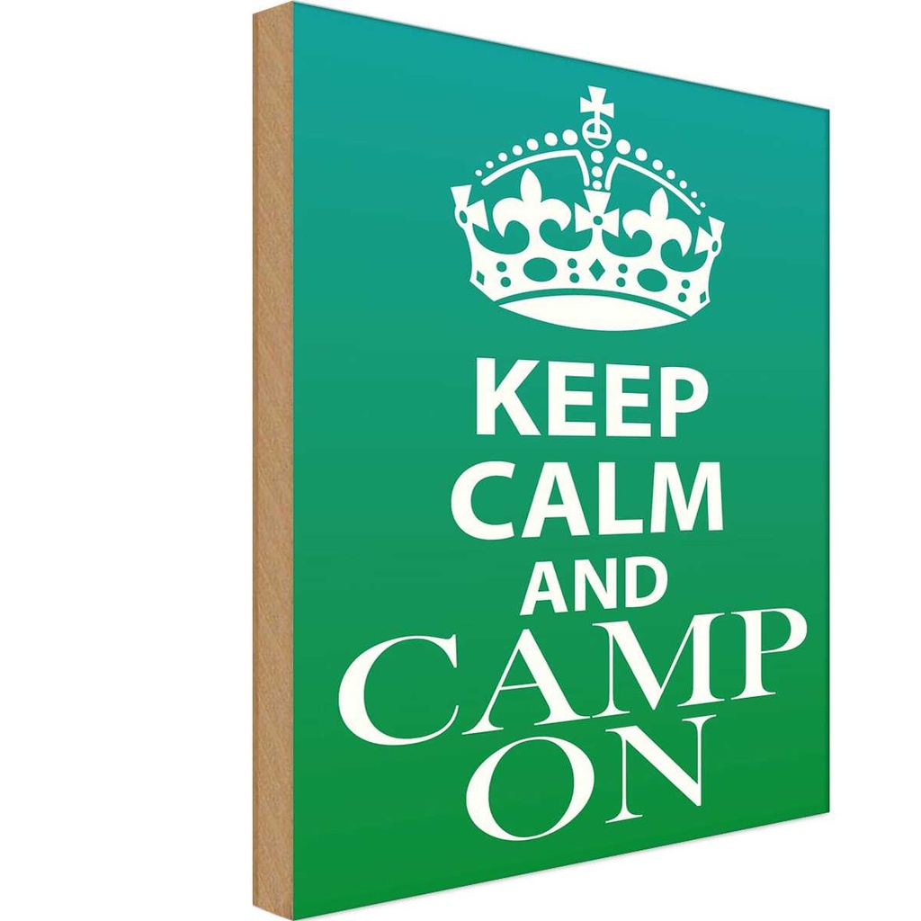 Holzschild 30x20 cm Keep Calm and camp on Camping