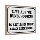 Holzschild 20x30 cm Lust Runde Joggen essen gehen Trinken