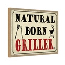 Holzschild 20x30 cm natural born Griller Grillen Essen Trinken