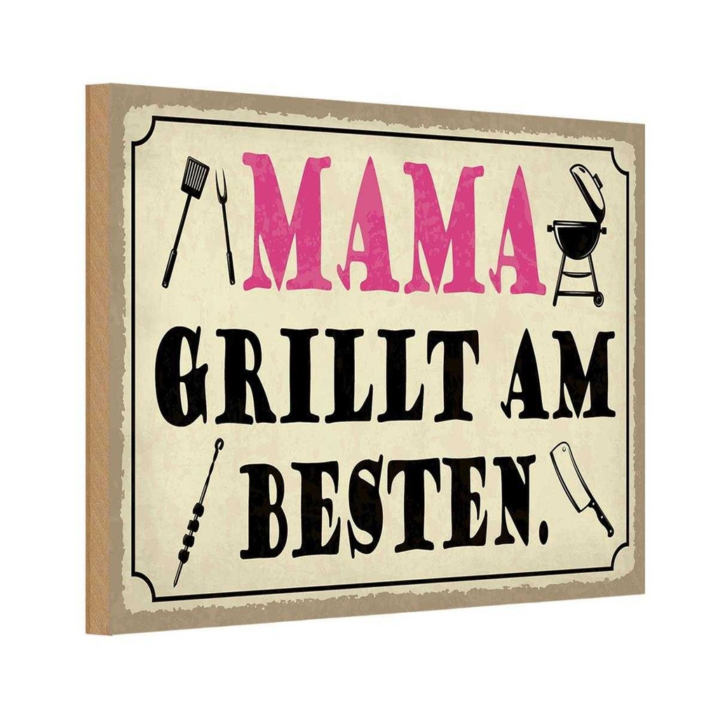 Holzschild 20x30 cm Mama grillt am besten Männer Frauen