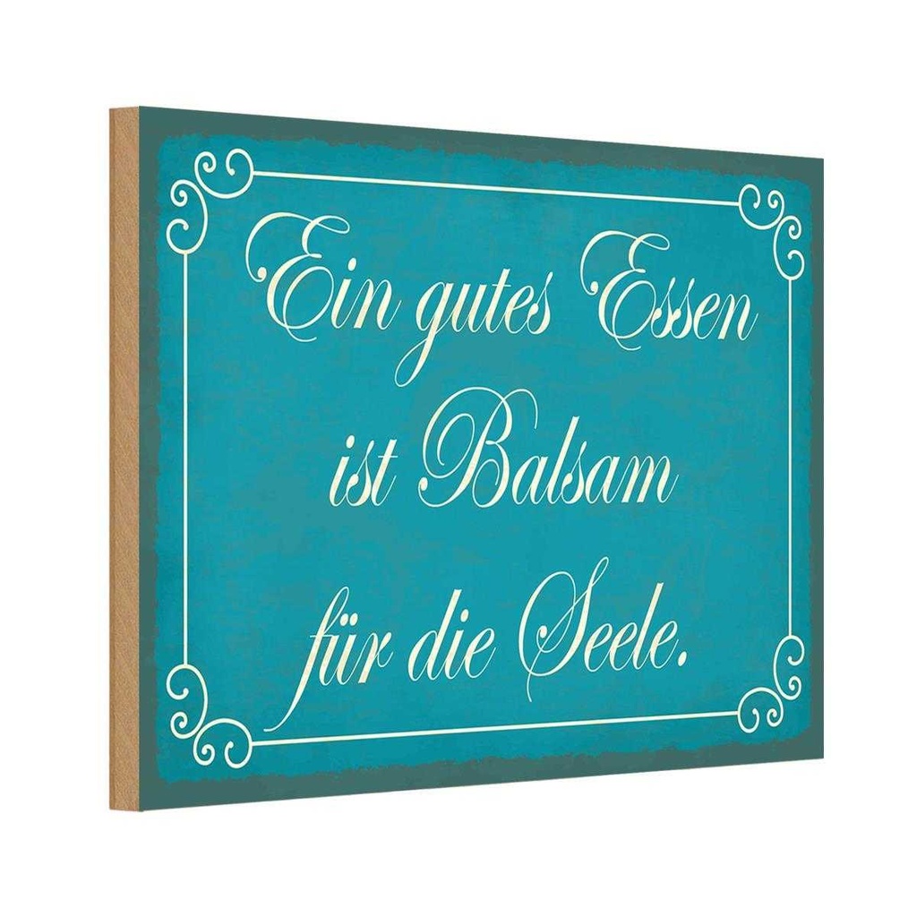 Holzschild 20x30 cm gutes Essen Balsam für die Seele Spruch Zitat
