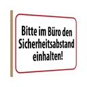 Holzschild 20x30 cm im Büro Sicherheitsabstand Warnschild Hinweisschild