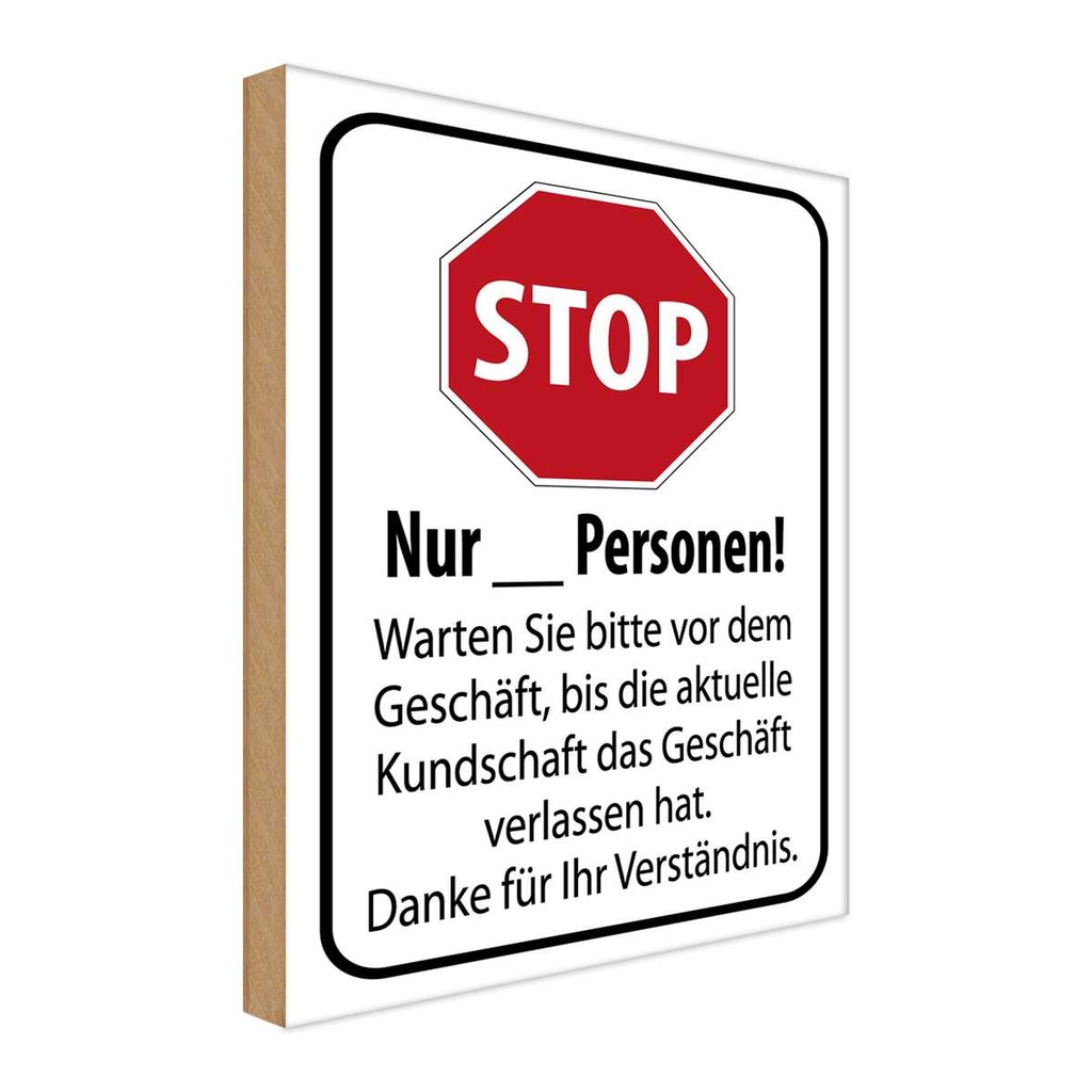Holzschild 30x20 cm Stop warten Sie vom Geschäft Warnschild Hinweisschild
