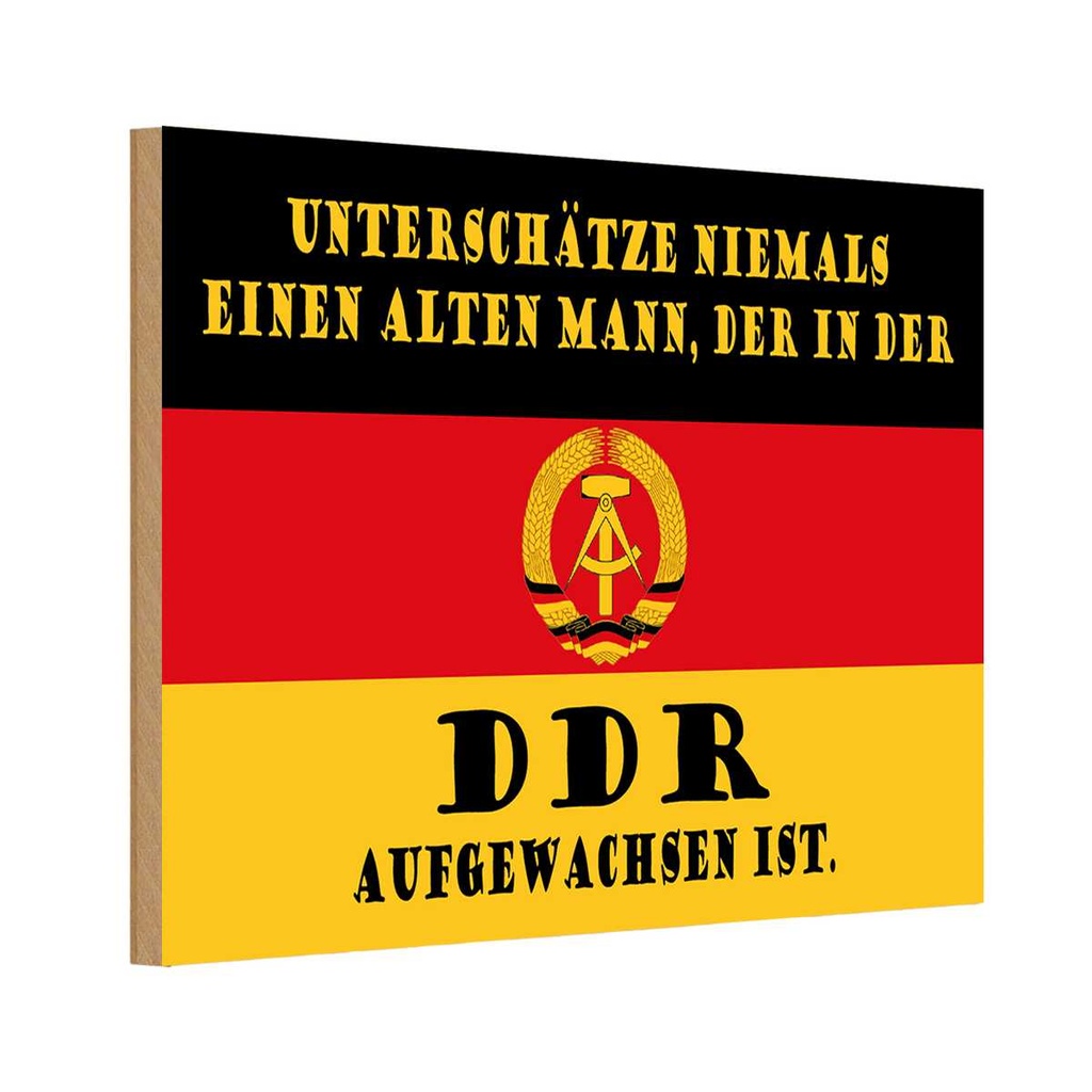 Holzschild 20x30 cm alter Mann DDR aufgewachsen Deutschland