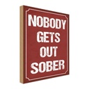 Holzschild 30x20 cm nobody gets out sober Alkohol Dekoration