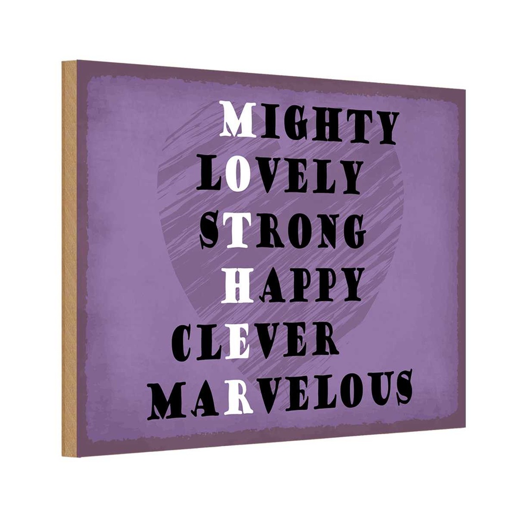 Holzschild 20x30 cm Mother mighty lovely happy Mama Familie Freunde
