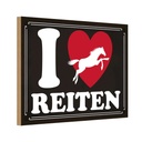 Holzschild 20x30 cm Pferde i love reiten Herz Tier Haustier