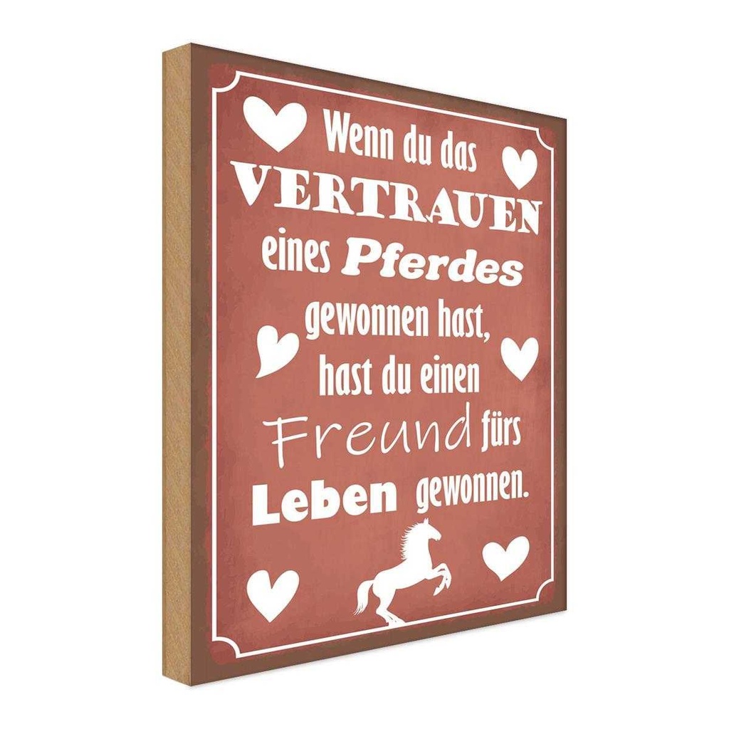 Holzschild 30x20 cm Vertrauen eines Pferdes Freund Tier Haustier