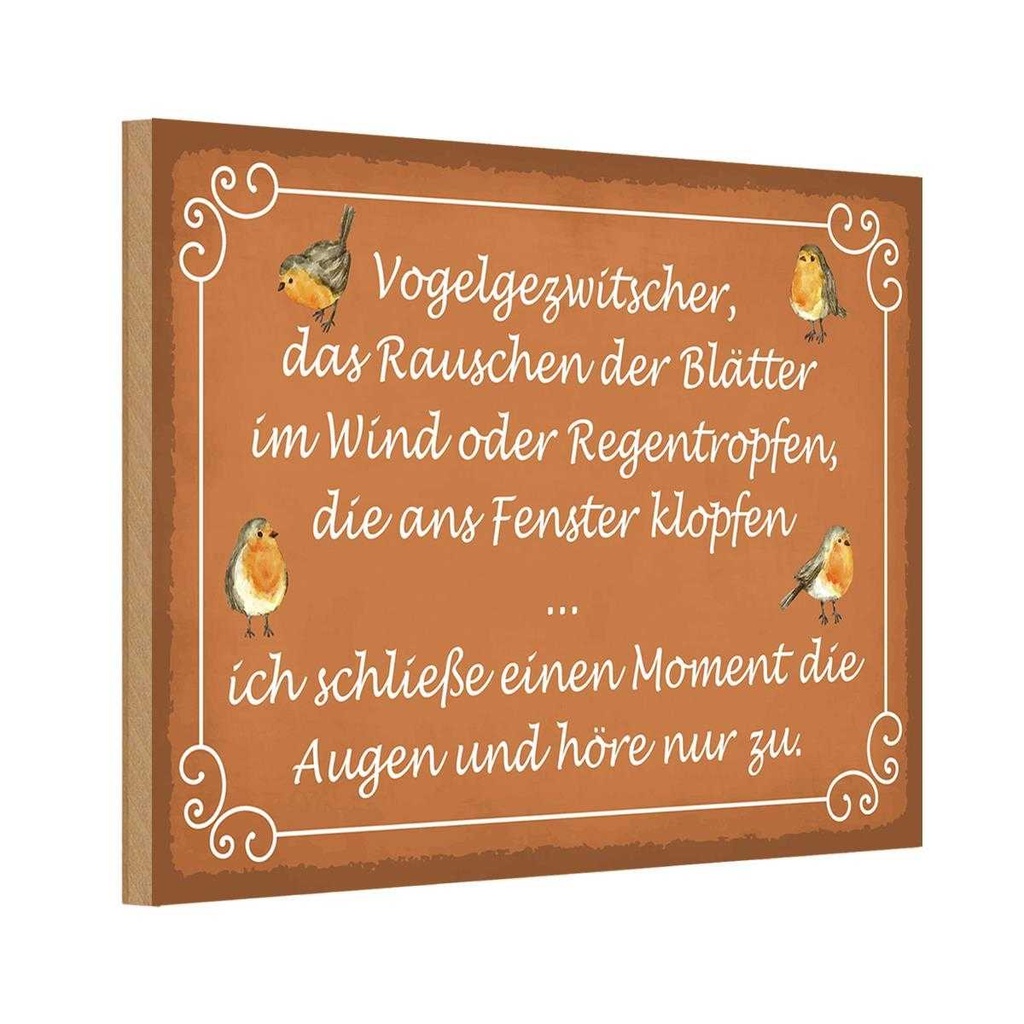 Holzschild 20x30 cm Vogelgezwitscher Vogel Dekoration