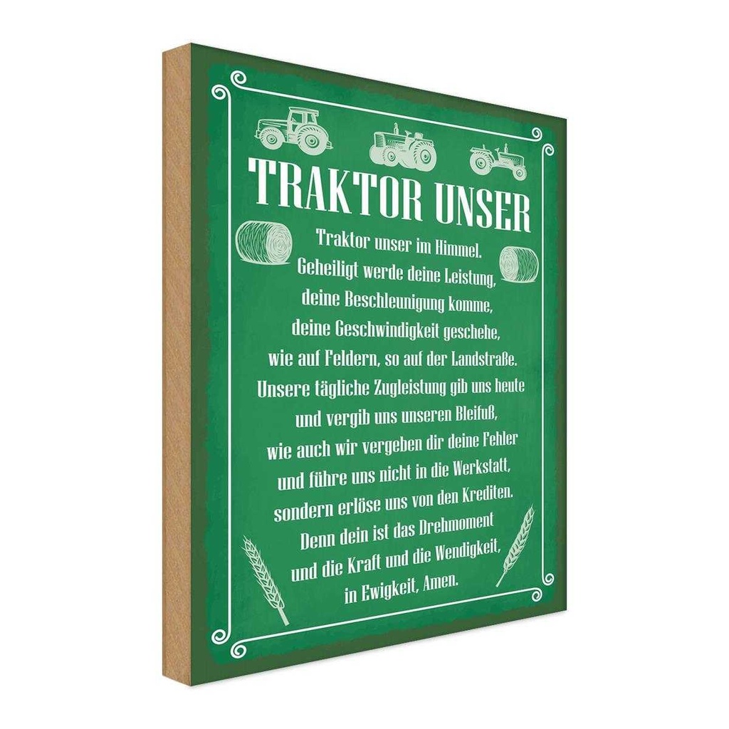 Holzschild 30x20 cm Traktor unser in Ewigkeit Amen Dekoration