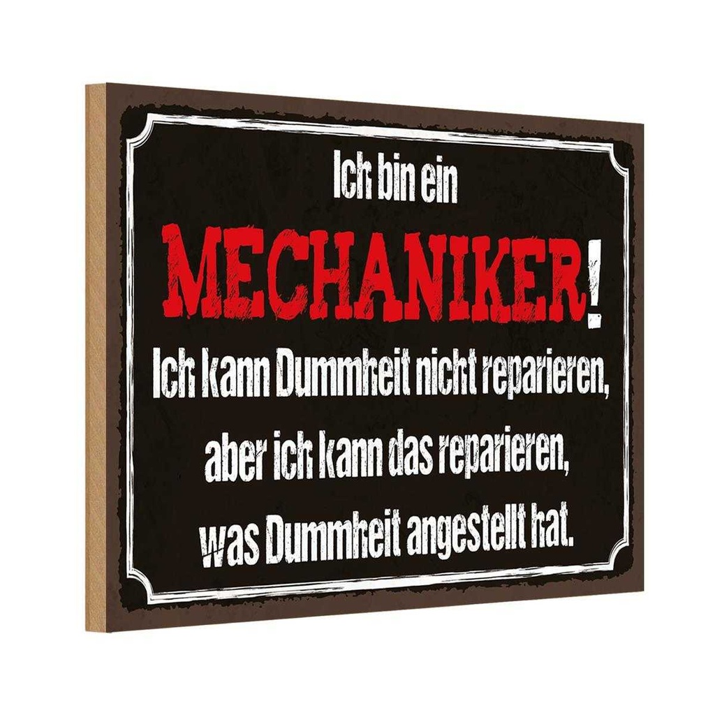 Holzschild 20x30 cm bin Mechaniker kann reparieren
