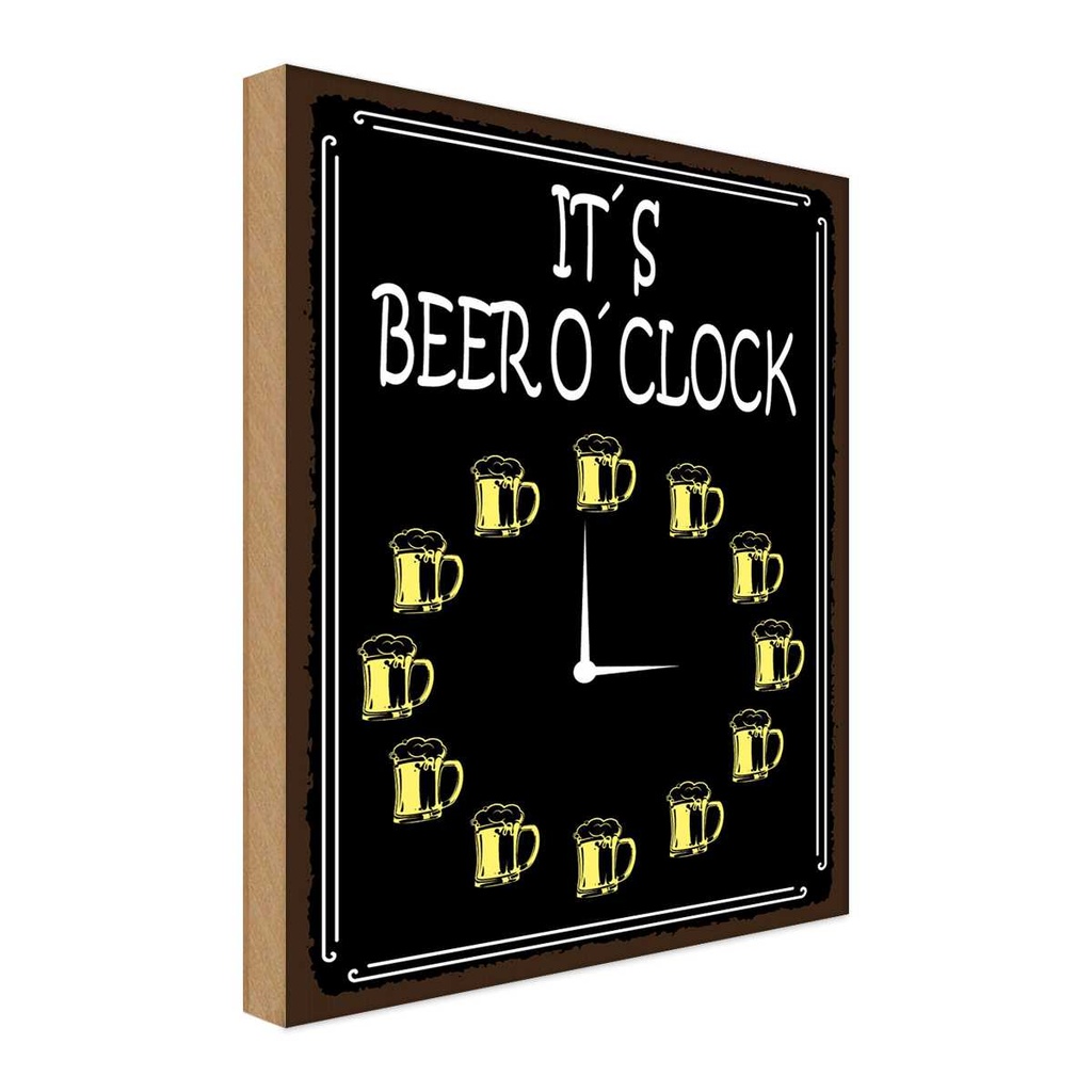 Holzschild 30x20 cm it´s Beer o´clock Bier Alkohol Essen Trinken