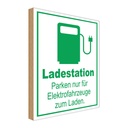 Holzschild 30x20 cm Ladestation nur Elektrofahrzeuge Warnschild Hinweisschild