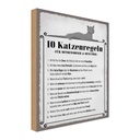 Holzschild 30x20 cm 10 Katzenregeln ich bin der Boss