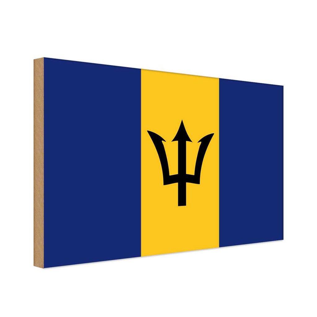 Holzschild 20x30 cm Barbados Flagge Fahne Wappen