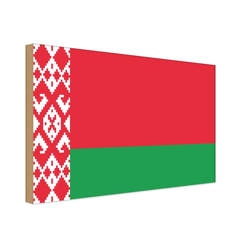 Holzschild 20x30 cm Weißrussland Belarus Flagge Fahne Wappen