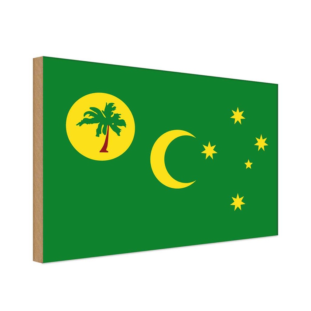 Holzschild 20x30 cm Kokosinseln Cocos Islands Flagge Fahne Wappen