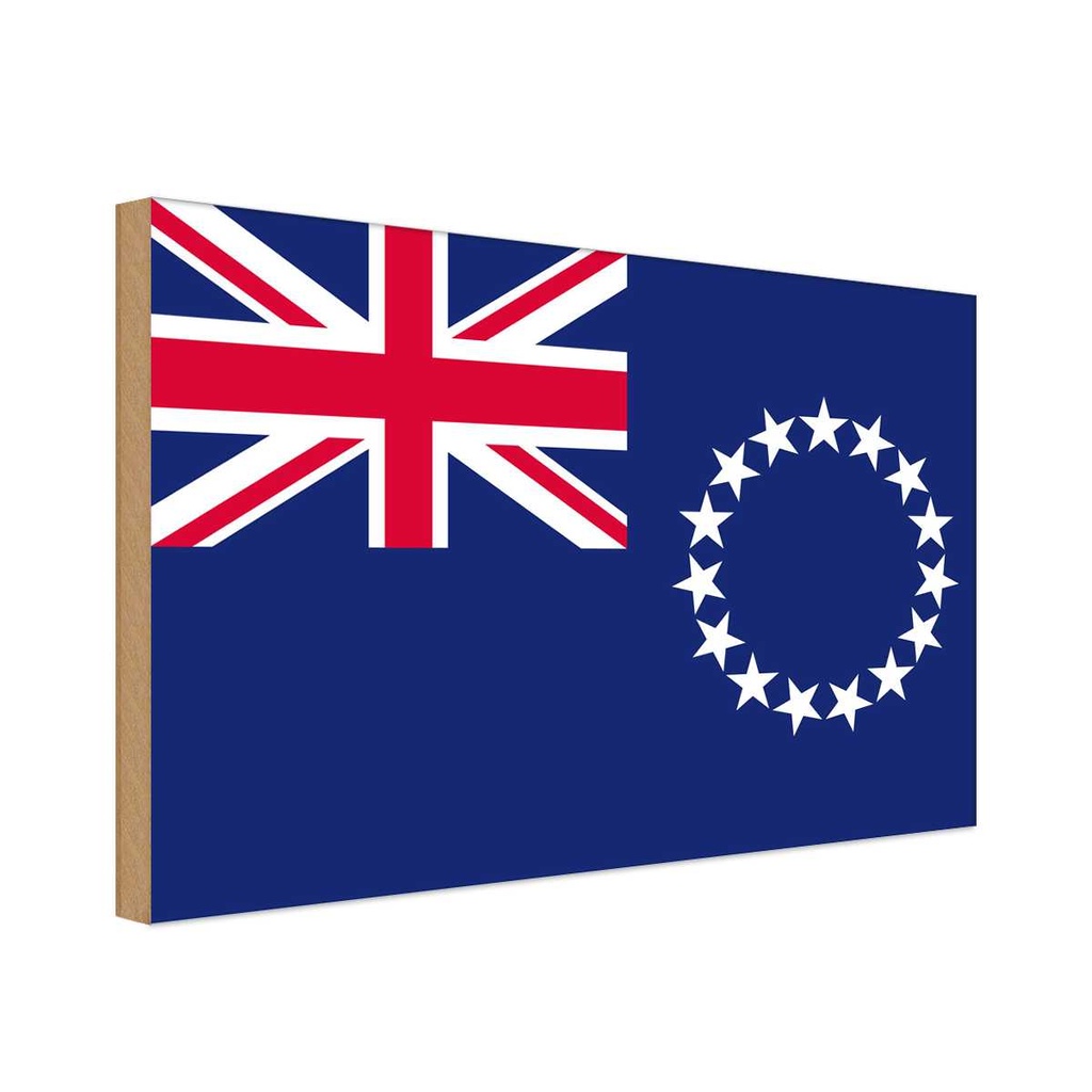 Holzschild 20x30 cm Cookinseln Cook Islands Flagge Fahne Wappen