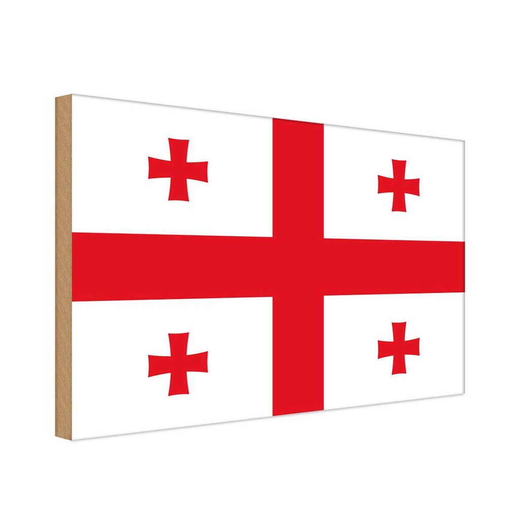 Holzschild 20x30 cm Georgiens Georgia Flagge Fahne Wappen