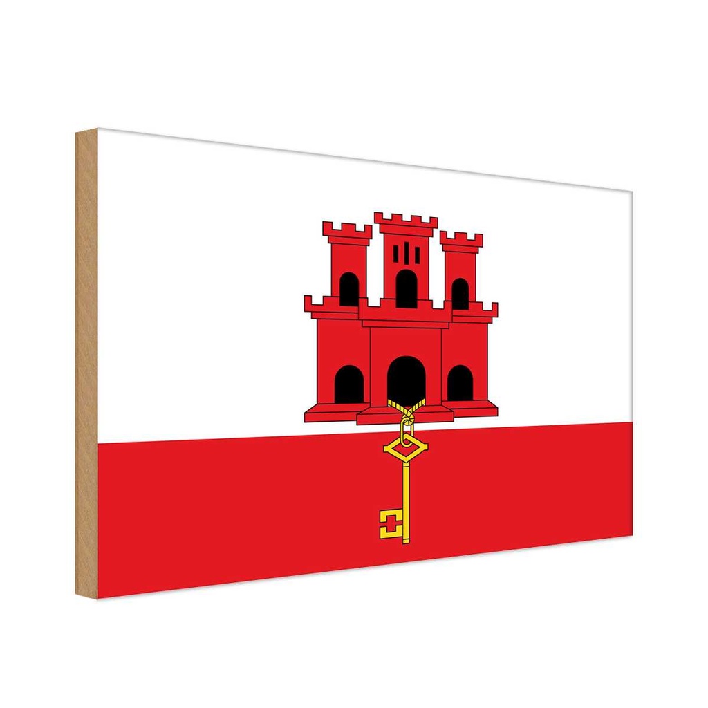 Holzschild 20x30 cm Gibraltars Gibraltar Flagge Fahne Wappen